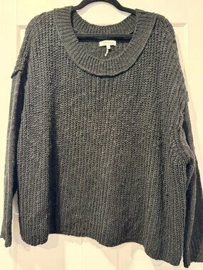 Miracle USA Oversized Raw-Edge Black Sweater